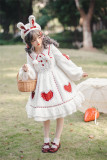 To Alice -Milk Tea Rabbit- Sweet Strawberry Lolita OP Dress and Hat for Winter