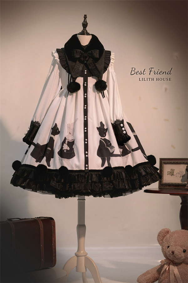 Lilith House -Best Friends- Classic Vintage High Waist Lolita OP Dress