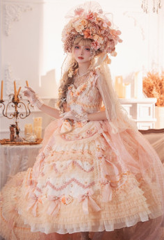 Shining Jewel Gorgeous Tea Party Princess Wedding Lolita JSK Dress with Tailing