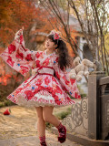 To Alice -Bear Strawberry Candy- Sweet Wa Lolita Topwear and Skirt Full Set