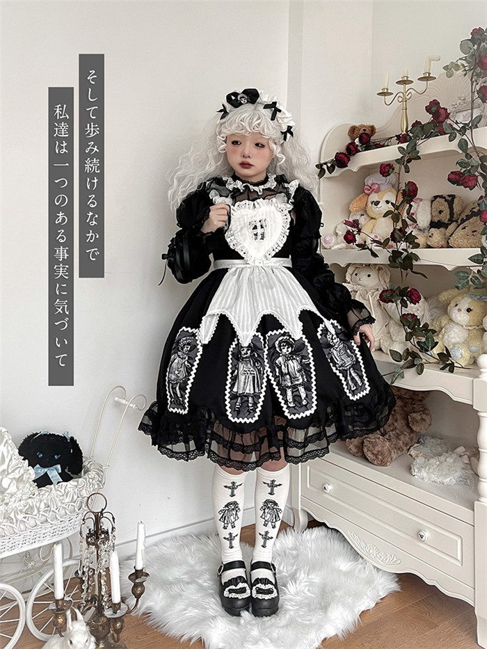 US$ 82.99 - Dolls Party -Paper Doll- Sweet Gothic Lolita JSK Dress -  m.lolitaknot.com