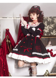 Cross Hospital Gothic Nurse Lolita OP Dress with Nurse Hat and Hairclips Full Set