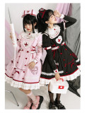 Cross Hospital Gothic Nurse Lolita OP Dress with Nurse Hat and Hairclips Full Set