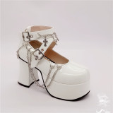 Antaina - Gothic Punk Round Toe Chunky Heel Cross Skeleton  Chain Lolita Platform Shoes