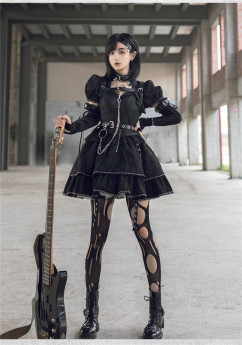 Withpuji -Letter and Poem- Punk Lolita JSK Dress Set