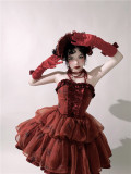 Gem Spider - Halloween Gothic Red Strapless Lolita Dress