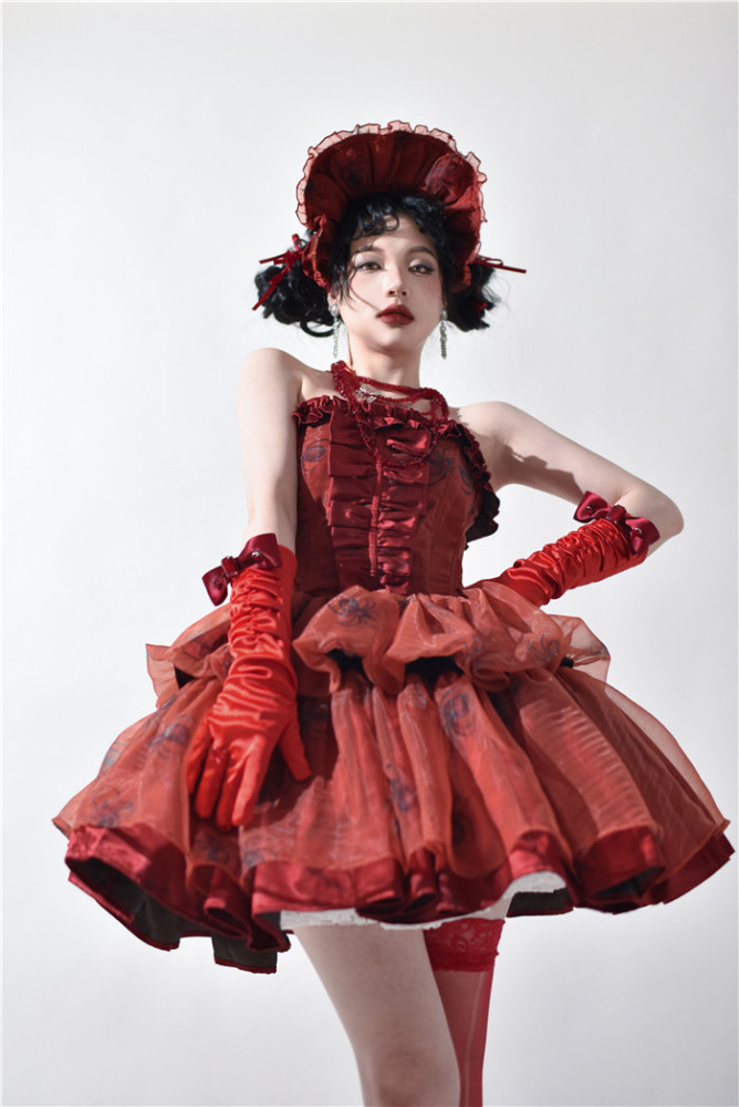 US$ 119.99 - Gem Spider - Halloween Gothic Red Strapless Lolita Dress -  m.lolitaknot.com