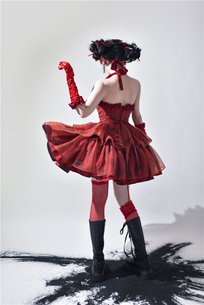 open lace back dress Rare 1980s Thierry Mugler Red Velvet Gown, 