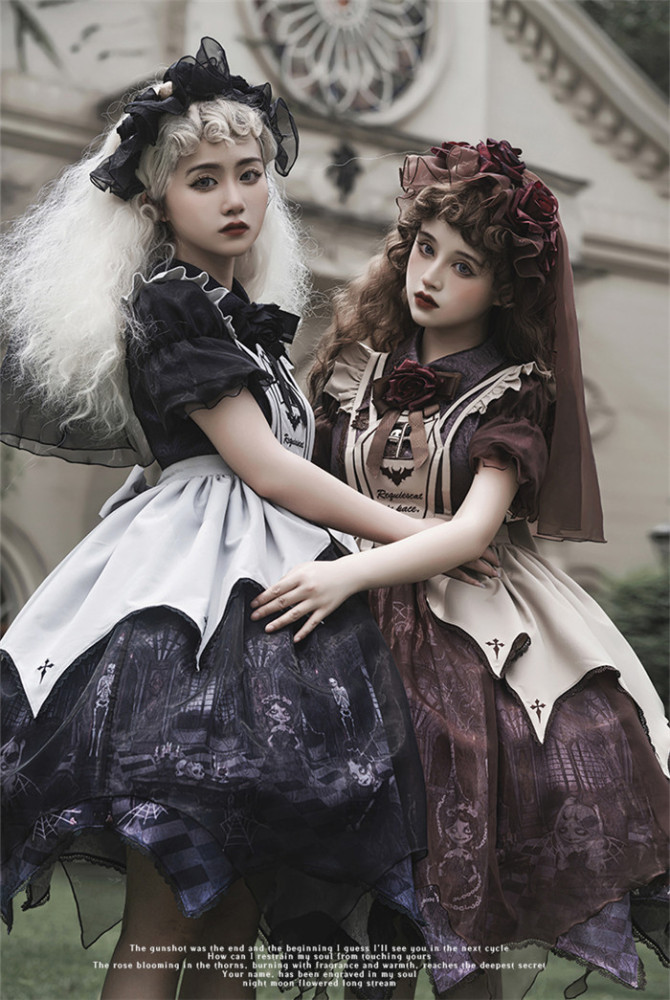 US$ 112.99 - Vampire Bride - Halloween Gothic Lolita OP Dress Full Set -  m.lolitaknot.com