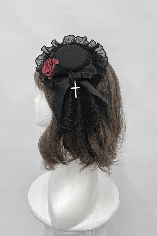 Alice Girl -Hell Rose- Halloween Gothic Lolita Hat and Rose Brooch