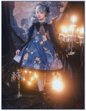 Withpuji -Teddy Bear in Starry Sky- Halloween Sweet Gothic High Waist Lolita OP Dress