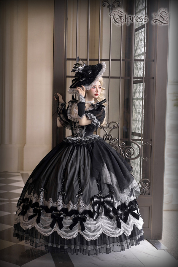 Elpress L -Black Rose- Classic Rococo Loyal Hime Tea Party Lolita OP Dress