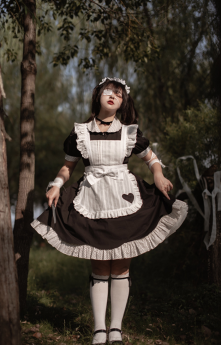 Bubble Milk Jug - Sweet Gothic Maid Lolita OP and Apron Set