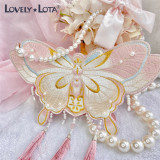 LovelyLota -Butterfly- Embroidery Pearl Lolita Crossbody Handbag