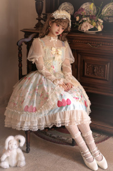 Rose Garden- High Waist Sweet Lolita JSK with Brooch