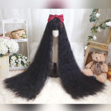 Yuchashui - 120cm Long Black Fluffy Corn Perm Lolita Wig