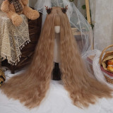 Yuchashui - 120cm Long Flax Brown Corn Perm Curly Wavy Lolita Wig