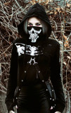 Alt Street Punk Black Skull Printed Mask Topwear