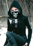 Alt Street Punk Black Skull Printed Mask Topwear