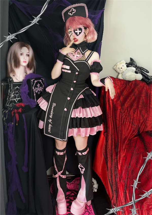 Crush Emergency - Cross Hospital Nurse Gothic Lolita Dress Full Set