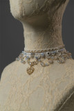 Fantastic Wind -White Queen- Embroidery Princess Classic Lolita Headdress and Necklace