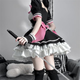 Cute Kawaii Harajuku Kitty Maid Layer Cupcake Dress Full Set