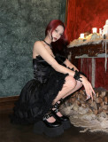 Black Swan - Alt Street Punk Gothic Lace Hollow Out Corset Topwear and Skirt