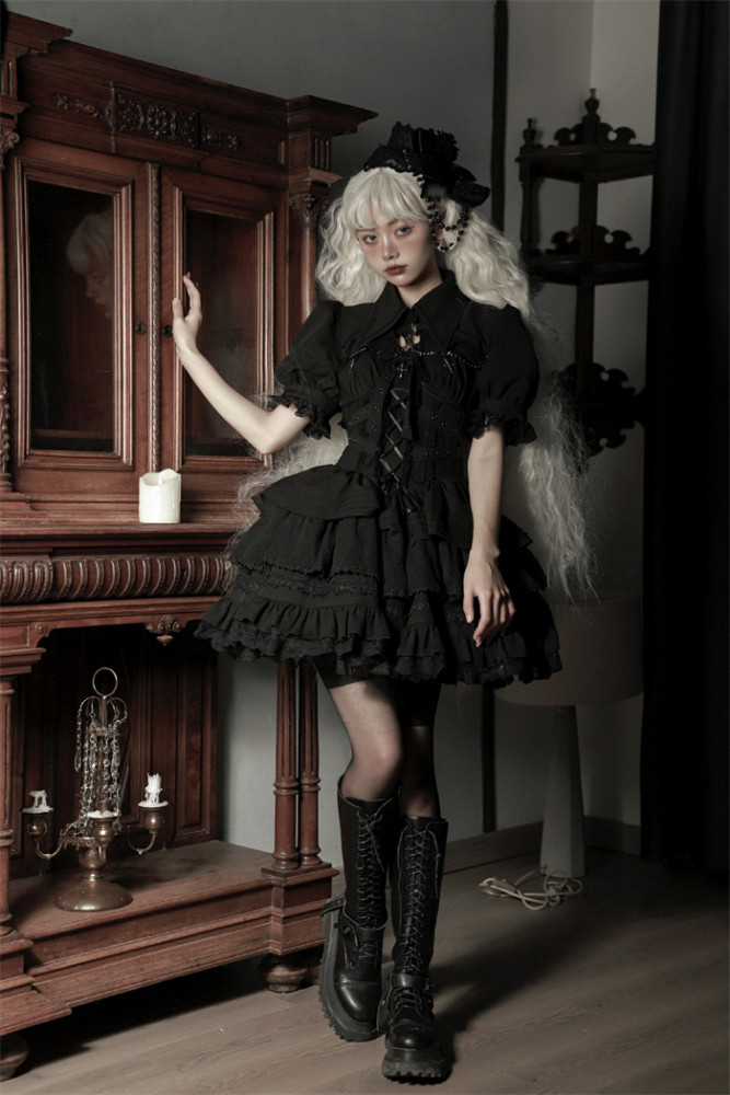 black gothic lolita dress cross Witch Women's JSK Sleeveless Suspender One Piece This item requires a little longer processing time Gothic Lolita Jumper Dress Suspender