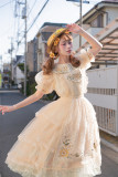 Fantastic Wind -Summer of Sunflowers- Embroidery Classic Lolita OP Dress with Apron and Hat