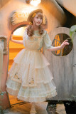 Fantastic Wind -Summer of Sunflowers- Embroidery Classic Lolita OP Dress with Apron and Hat