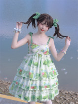 SakuraLolita -Lime for Summer-High Waist Sweet Casual Lolita JSK