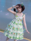 SakuraLolita -Lime for Summer-High Waist Sweet Casual Lolita JSK