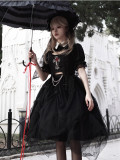 Withpuji -The Flower of Evil- Rose Embroidery Gothic Lolita OP Dress Full Set