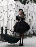 Withpuji -The Flower of Evil- Rose Embroidery Gothic Lolita OP Dress Full Set