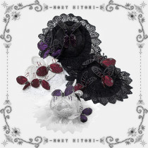MORYHITOMI -Rose Butterfly- Lace Gothic Lolita Hat, Brooch and Arm Sleeves