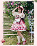 Mewroco -Strawberry Dream Song- Sweet Lolita Salopettes with Apron and JSK with Apron