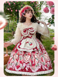 Mewroco -Strawberry Dream Song- Sweet Lolita Salopettes with Apron and JSK with Apron