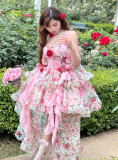 French Rose - Fantastic Princess Sweet Classic Lolita Halter Dress Full Set