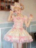 Yingji-Sugar Magic- Sweet Casual Lolita OP Dress, Headwear and Wristcuffs