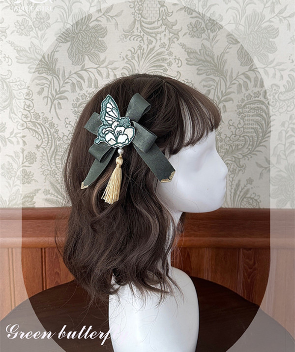 Alice Girl -Green Butterfly- Embroidery Sweet Qi Lolita Accessories