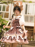 Chocolate Pie- Sweet Lolita JSK, Salopettes, Blouse, Bolero and Detachable Sleeves