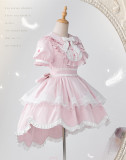 Mewroco -Contract Sweetheart- Sweet Gothic Lolita OP, Apron and Headband Set