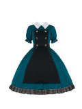 Withpuji -An Alien Deacon- Gothic Lolita OP Dress with Apron