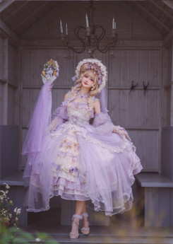 Spring Gift Box- Gorgeous Chiffon Tea Party Princess Wedding Lolita JSK Dress with Arm Sleeves