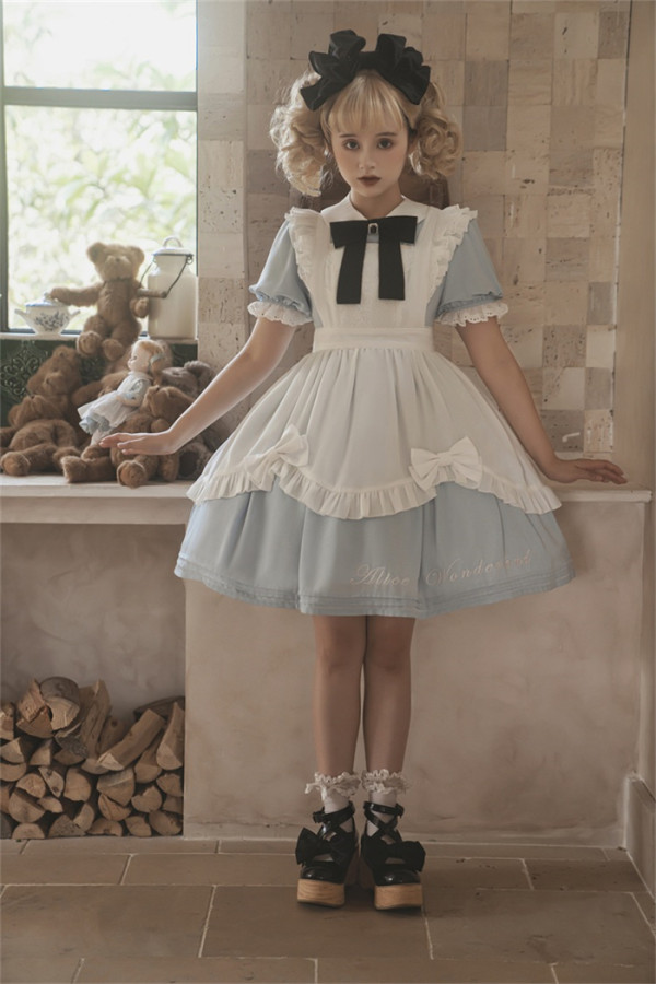 Alice in Wanderland - Sweet Classic Lolita OP Dress with Apron