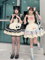 Cat Restaurant- Cute Maid Sweet Lolita OP Dress Full Set