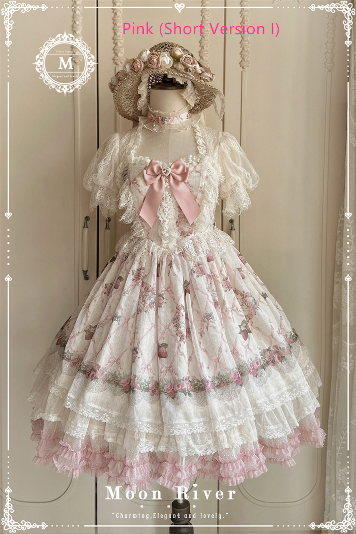 US$ 137.99 - Moon River -Secret Strawberry Garden- Lace Classic Lolita OP  Dress - m.