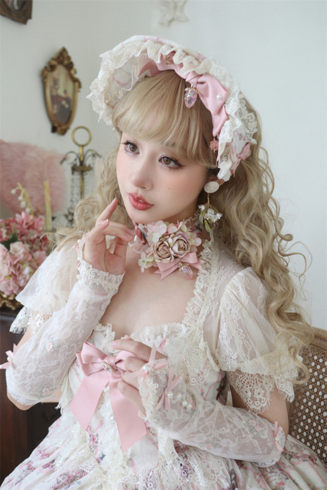 US$ 10.99 - Moon River -Secret Strawberry Garden- Lace Classic Lolita  Accessories - m.lolitaknot.com