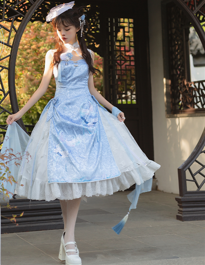 US$ 11.99 - Yinglizhisen -Green Phoenix- Elegant Qi Lolita JSK and