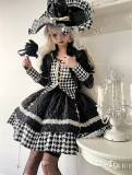 CastleToo -Black and White Witch- Gothic Lolita Topwear and Skirt Set and Witch Hat